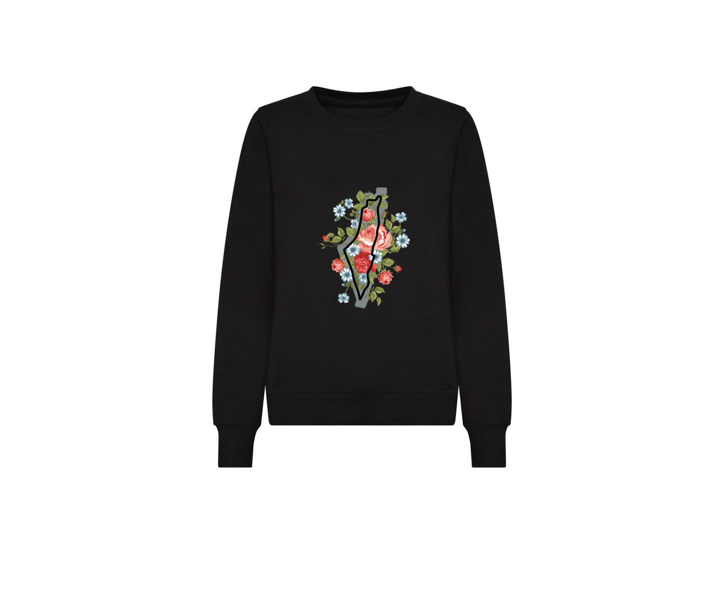 Palestine Floral oversized sweatshirt 'Flourish' black, navy
