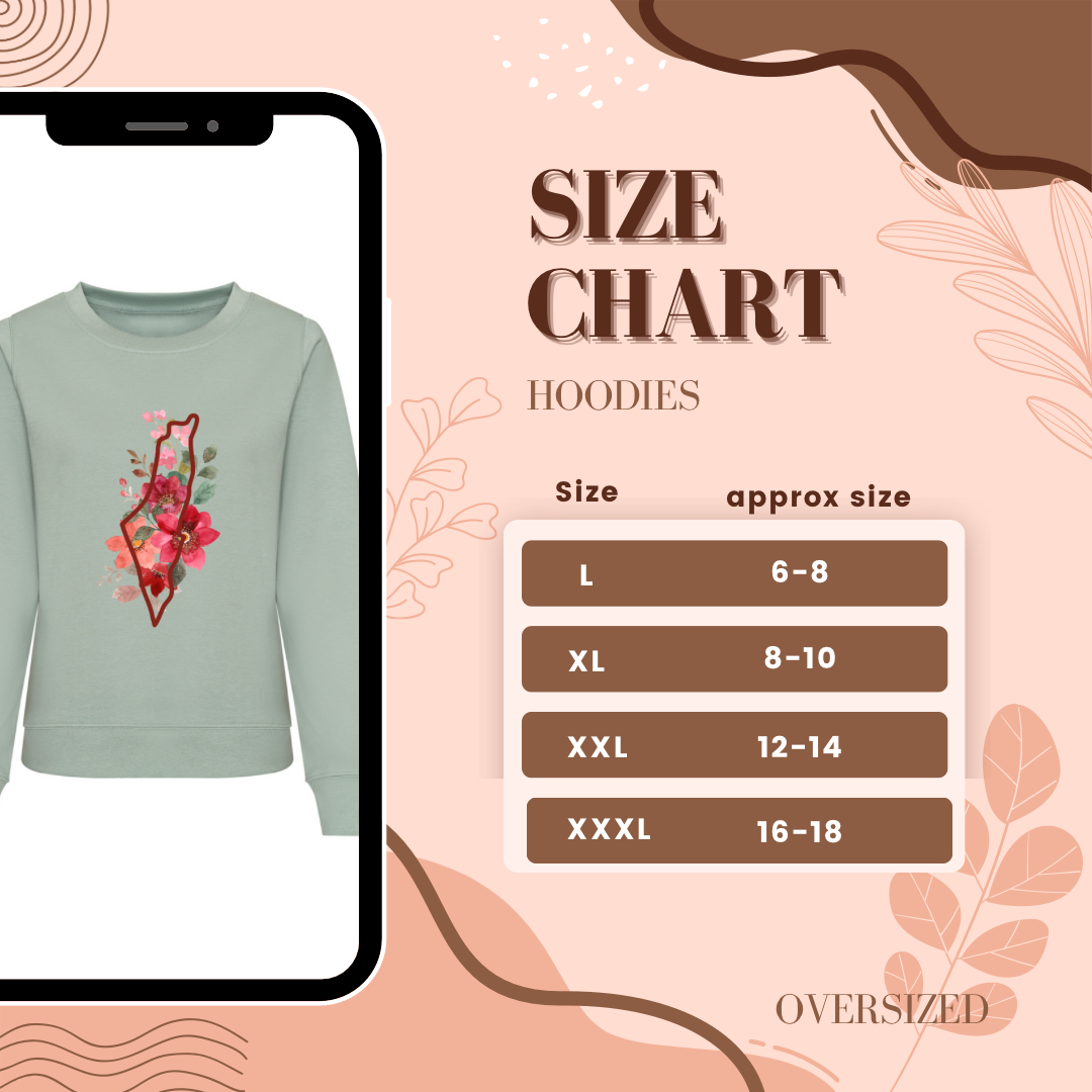 Palestine Floral oversized sweatshirt 'Flourish' black, navy
