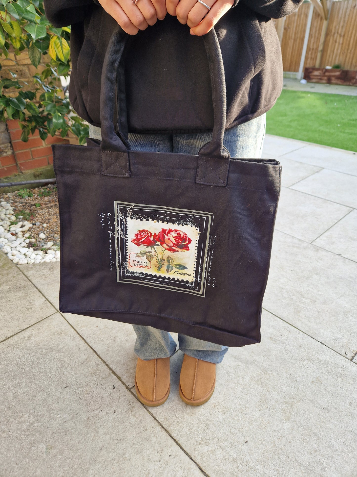 Black Luxe tote bags new 'Roses' Print