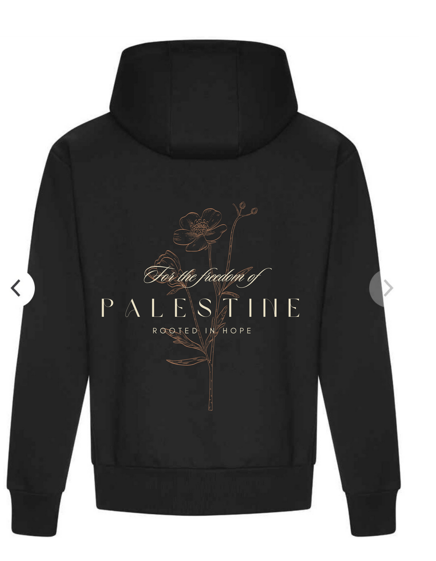 Luxury Black Palestine hoodie 'Rooted’ xs - xxl
