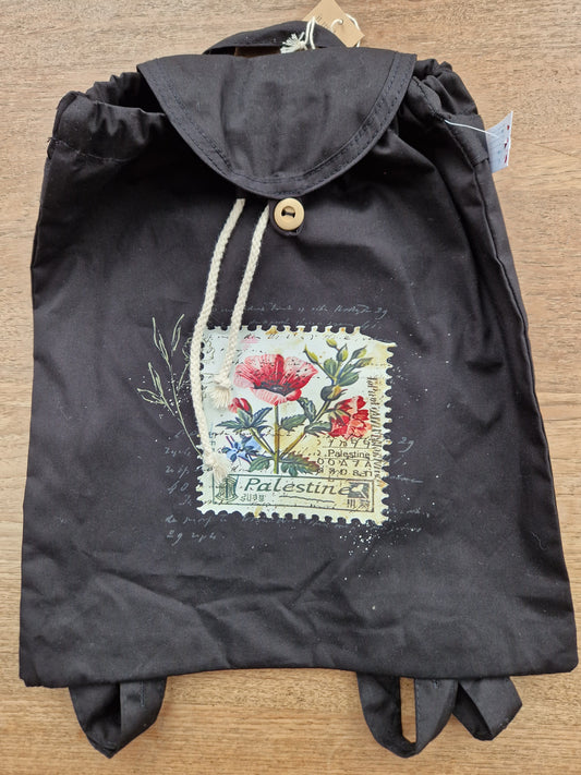 Organic black cotton rucksack Rawan