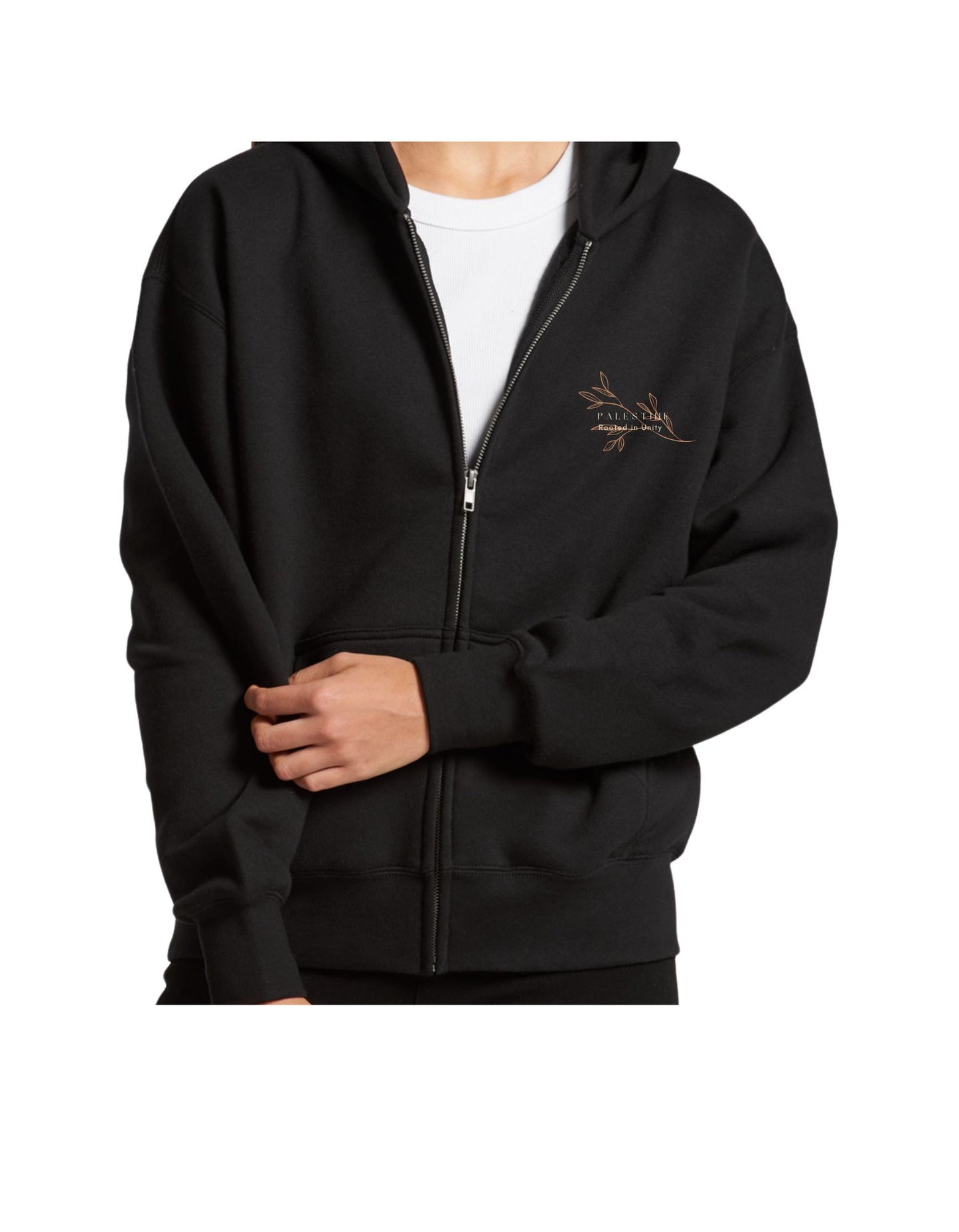 Luxury Black Palestine oversized zipped hoodie 'Rooted' xs - xxl